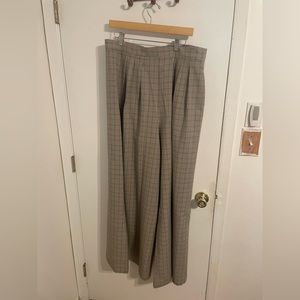 Anthropologie Corey Lynn Calter Pleated Wide-Leg Plaid Trousers NWT size XL
